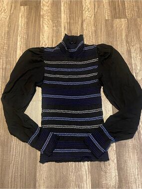 Maria Pavan Black and Blue Long Sleeve Knit Top